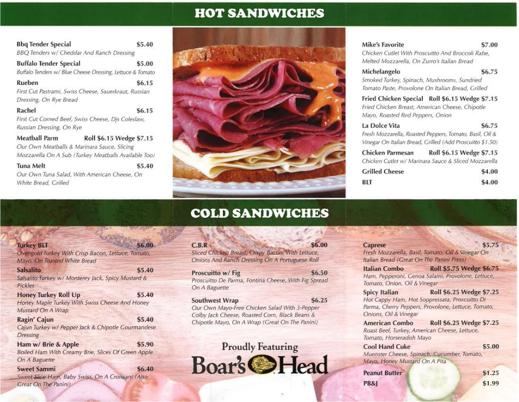 Deli Menu Village Market Wilton